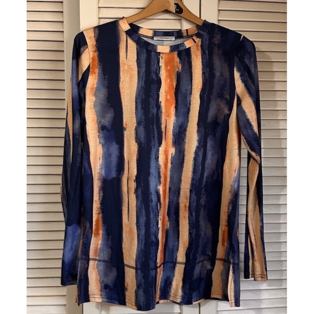 Hount Long Sleeve T-shirt‎ Boho Women's Size M Blue And Orange